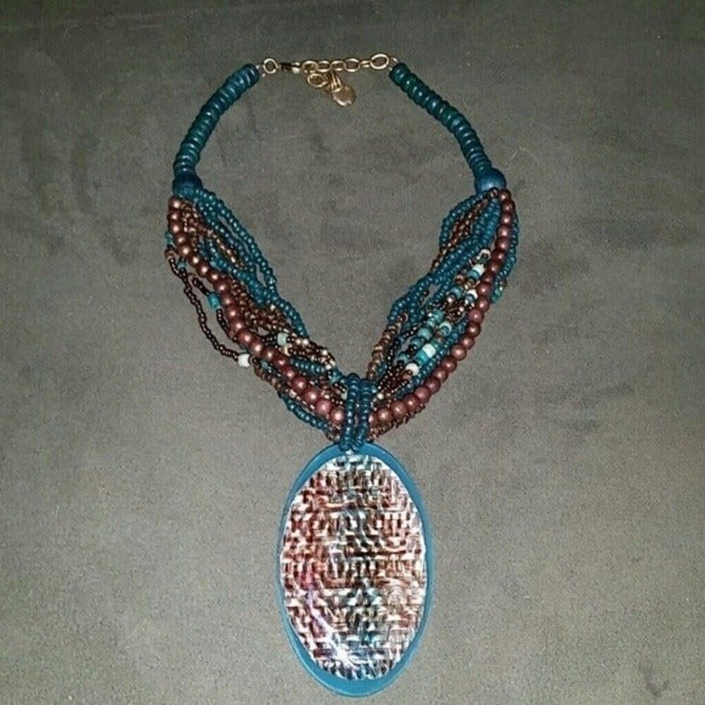 Stunning Turquoise Brown chunky necklace